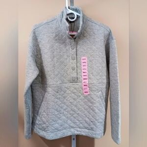 Eddie Bauer Women's (Size S) Gray Kangaroo Pockets Quilted Pullover (NWT)
